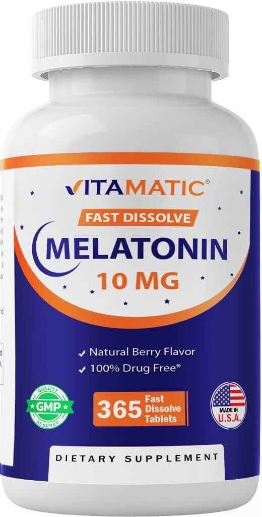 Vitamatic Melatonin Tablets - 1-Year Supply, Natural Berry Flavor - Enjoy 10% Off!