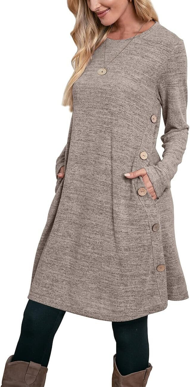 Long Sleeve Tunic Dress - Cozy Style for Fall & Winter - Now 44% Off!