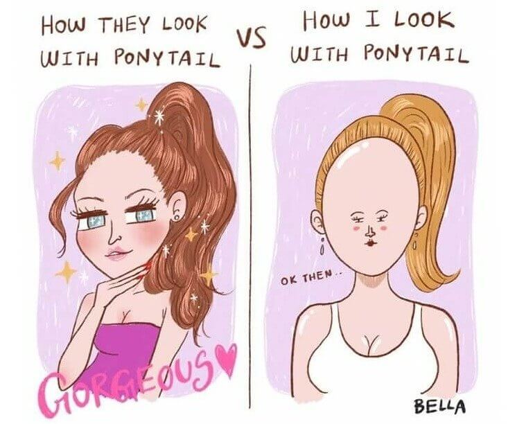 Expectations Versus Reality of a Ponytail