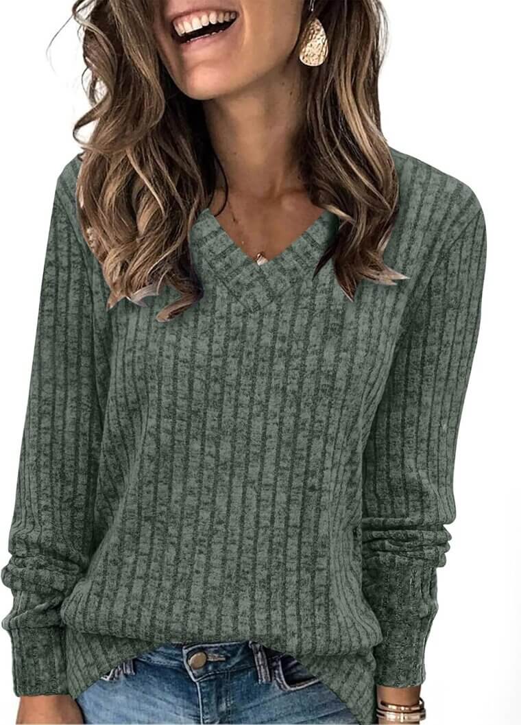 Sampeel V Neck Tops - Perfect Fall Casuals - Don’t Miss the 20% Discount!