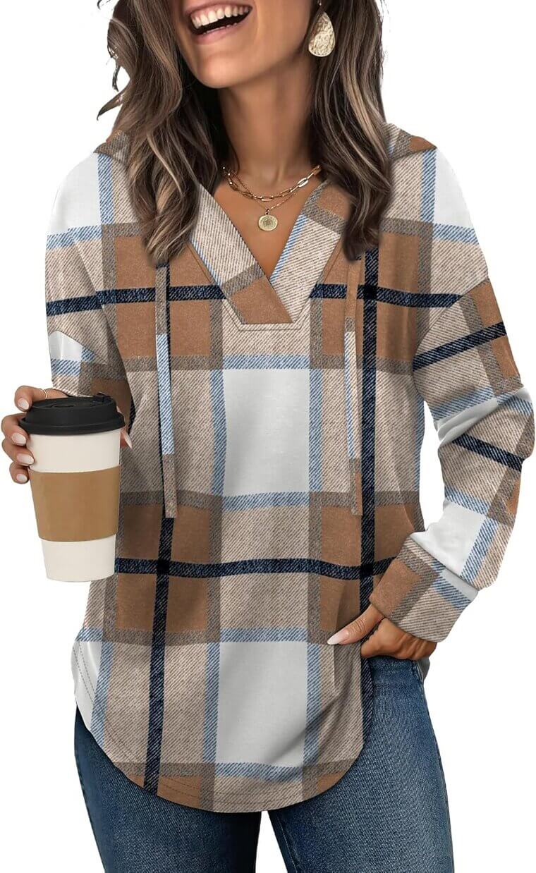 Sampeel Trendy Hoodies - Perfect Oversized V-Neck for Fall - Now 50% Off!