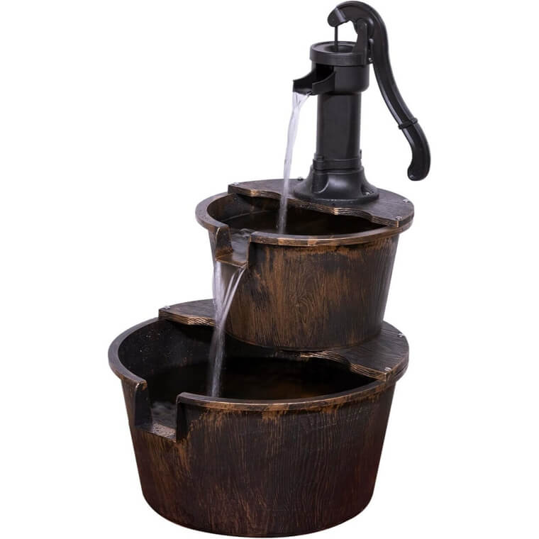 Alpine Barrel Water Fountain - Rustic Charm for Your Outdoors - Don’t Miss the 17% Discount!