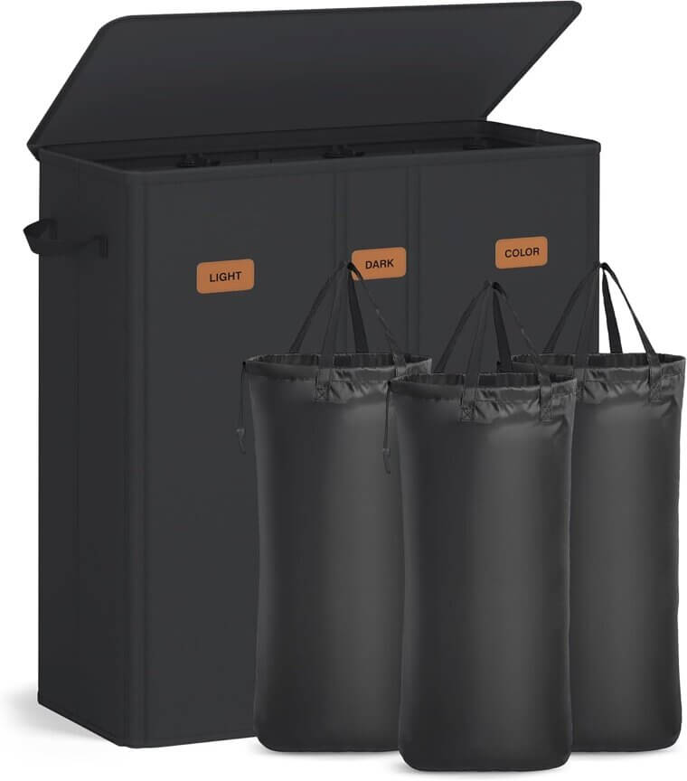 SONGMICS Laundry Hamper - 3-Compartment Sorter with Lid - Enjoy 16% Off!