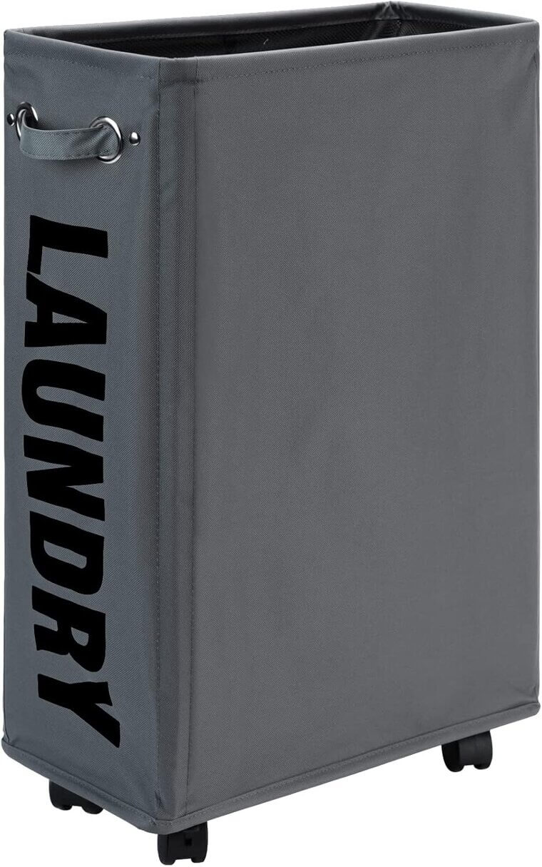 Slim Laundry Basket - Perfect for Tight Spaces, Easy Rolling! 