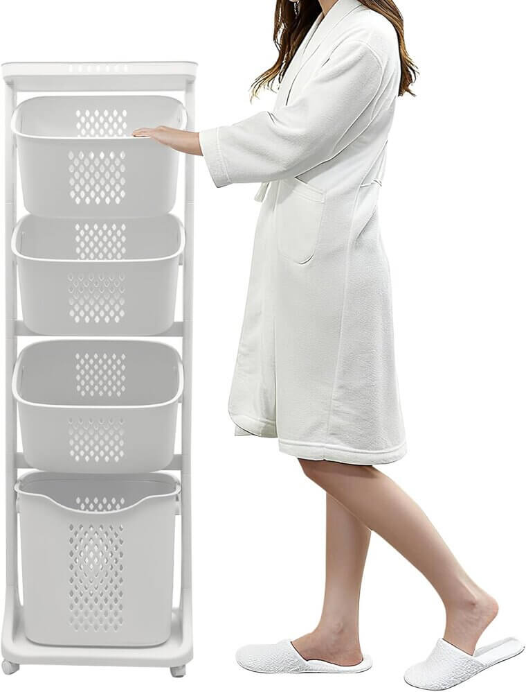 BAOKALER Laundry Cart - 4-Tier Rolling Organizer for Small Spaces - 6% Off!