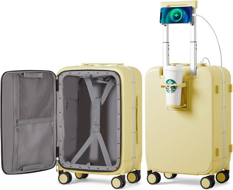 Mixi Carry-On Luggage with Cup Holder & Charger - Now 20% Off!