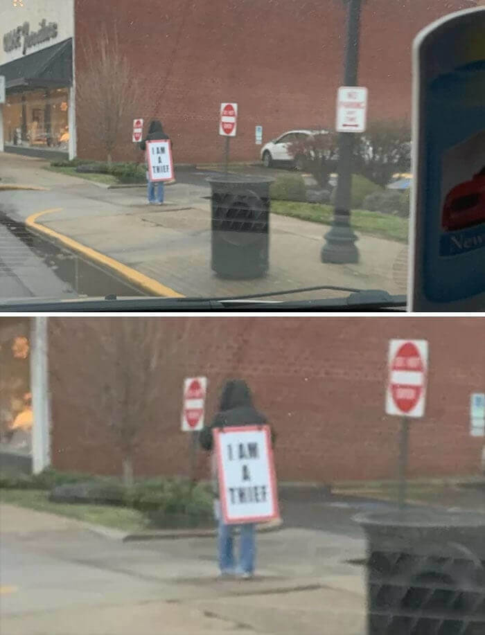 This Guy Who Walked Around With An “I Am A Thief Sign” After Stealing