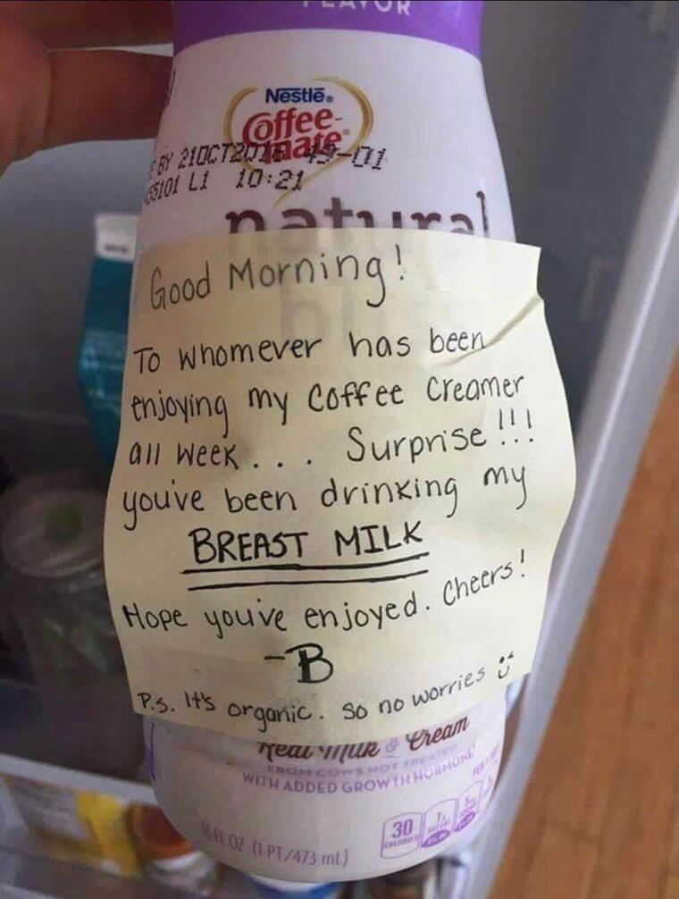 ​This Woman Who Secretly Gave Breast Milk To Her Coffee Creamer Stealer