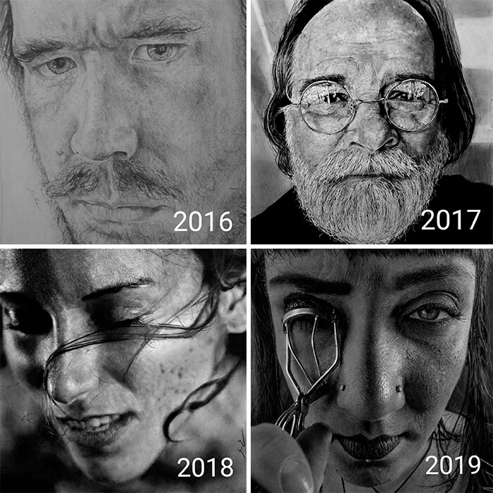 Self-Taught Photorealistic Artist's Progress Over 4 Years