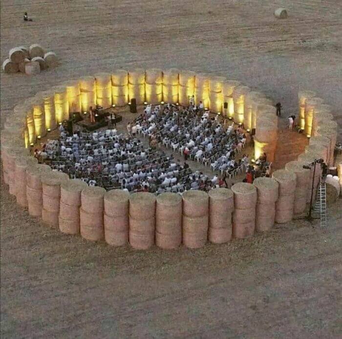 An Outdoor Theater Made From Hay Bales