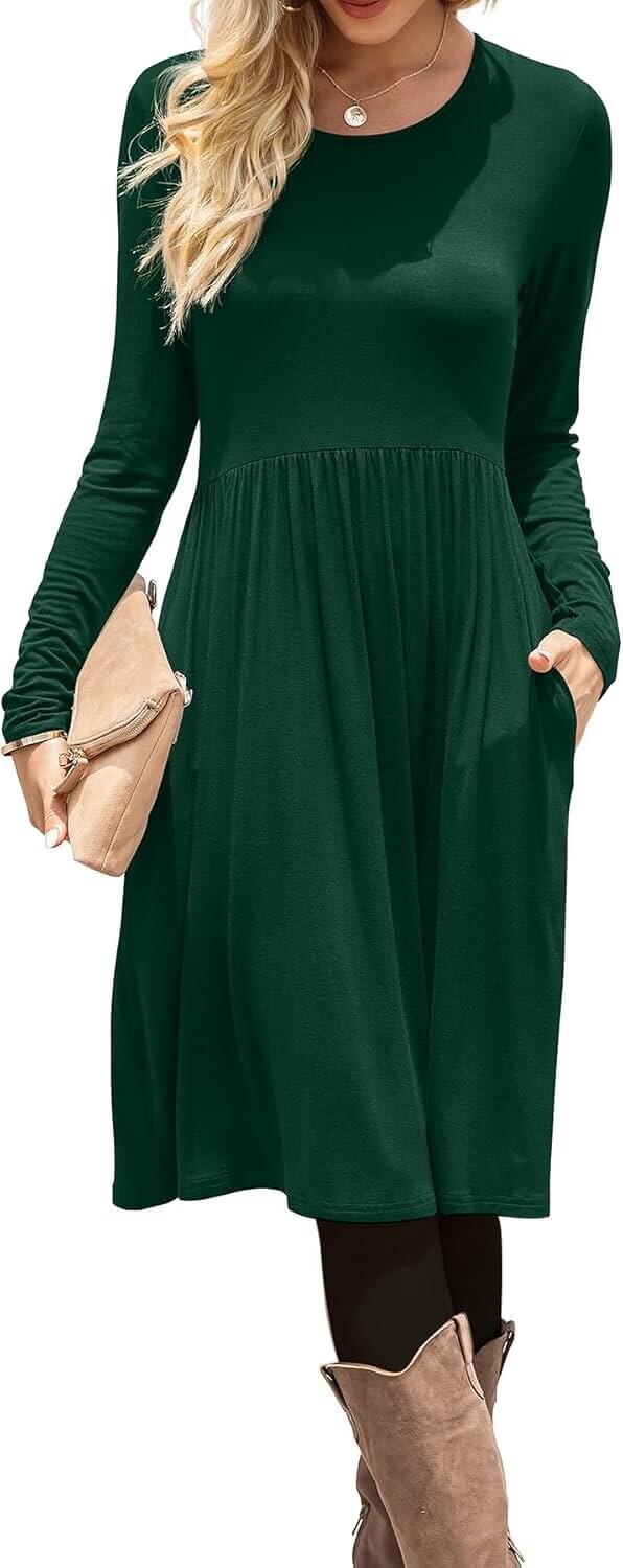 DB MOON Dress - Stylish Long Sleeve, Empire Waist, with Pockets - 53% Off!