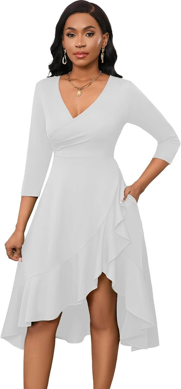 Summer Midi Wrap Dress - Stylish Comfort with Pockets 