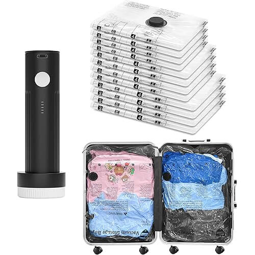 Powerful Vacuum Travel Bags with Pump that Compress Instantly. Now 21% Off!