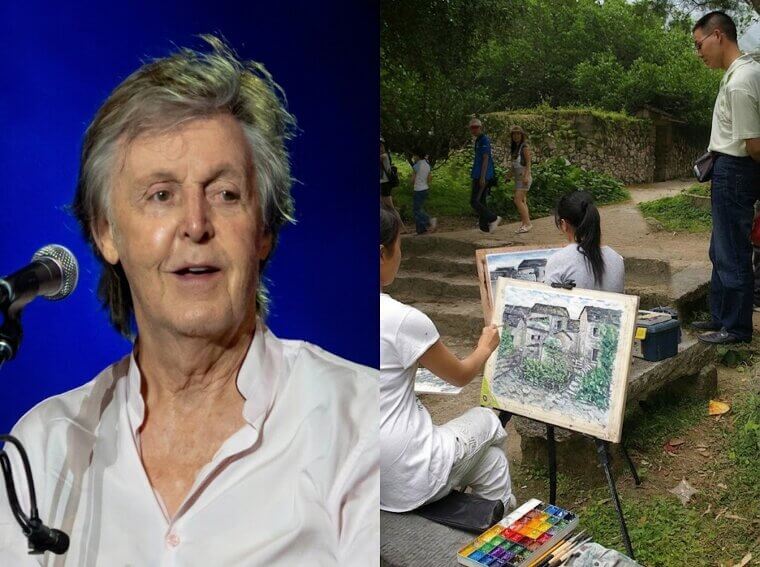 Paul McCartney and His Expressive Canvas Painting