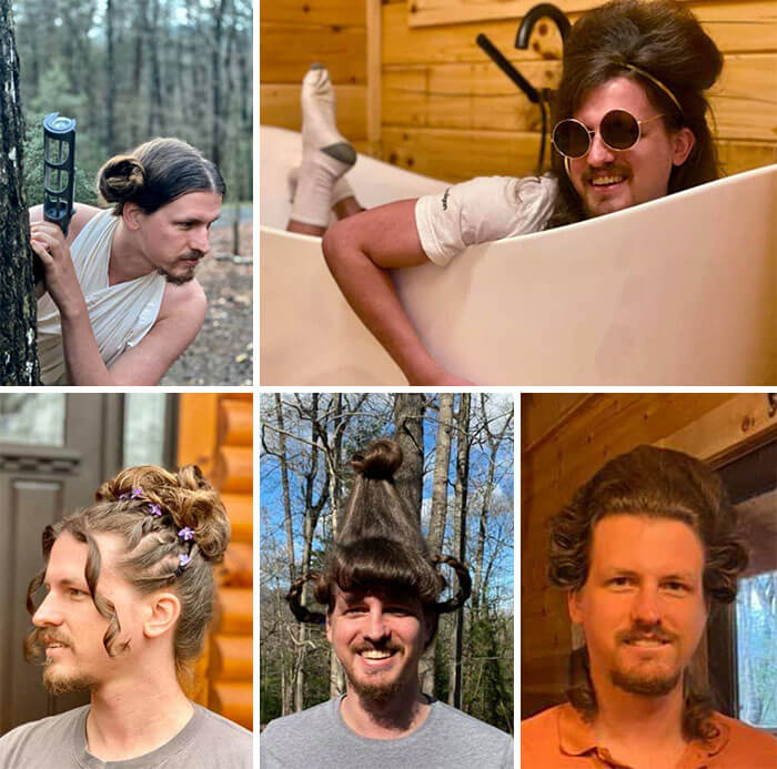 A Hairstylist Uses Her Boyfriend's Hair To Keep Busy And Practice New Styles