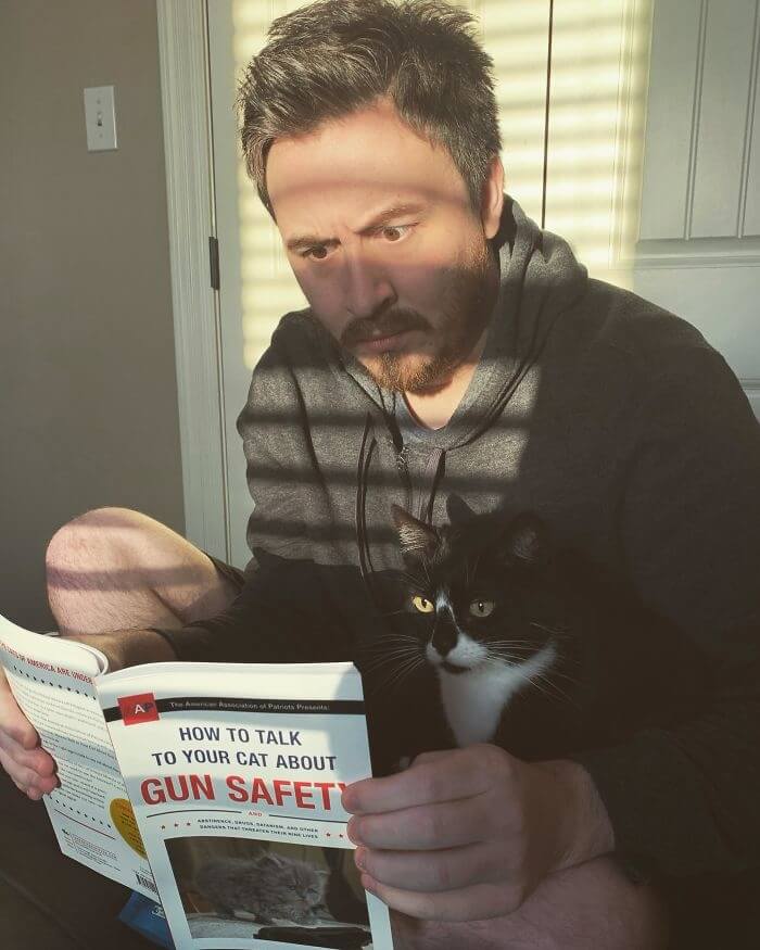 Making The Most Of The Extra Time With His Cat