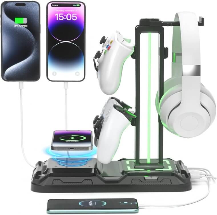 KDD Headphone Stand with Wireless Charging & Light Modes