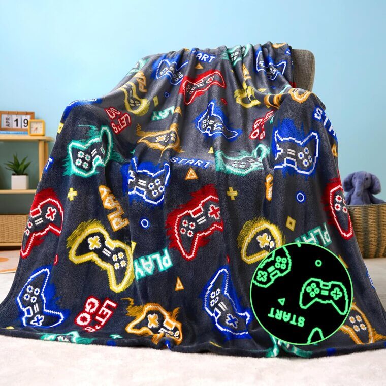 Glow in The Dark Blanket - Cozy Gamer Throw for Kids! - Now 15% Off!
