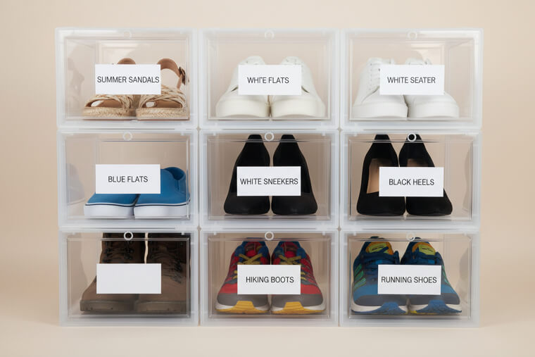 Use Clear Shoe Boxes and Label Them