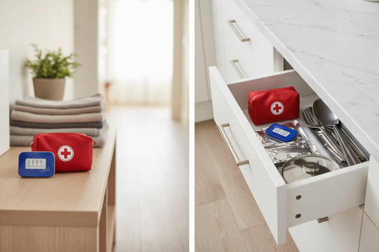 Keep a Simple First-Aid and Sewing Kit in Multiple Spots