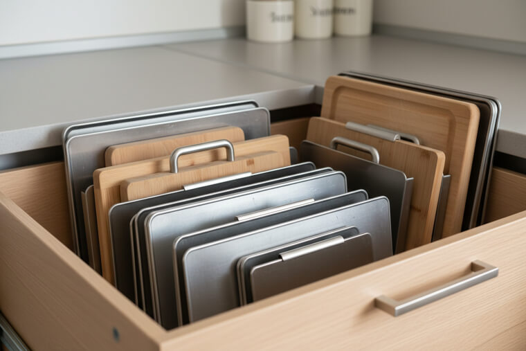Store Baking Sheets Vertically with Magazine Holders