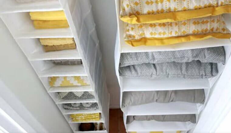 Hanging Sweater Organizers in Packed Closets
