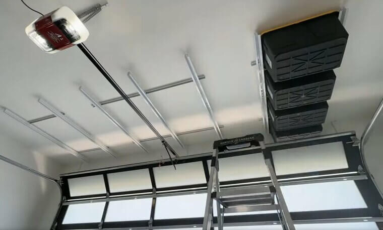 Overhead Garage Storage Bins Without Labels