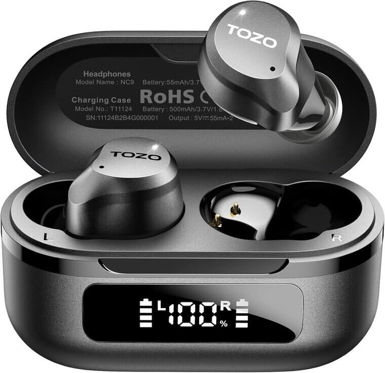 TOZO NC9 Earbuds - Noise Cancelling, Waterproof, All-Day Comfort - Enjoy 44% Off!