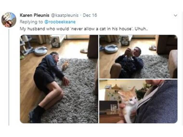 This Husband Said “Never” To A Cat In The House And It’s Cuddle Time