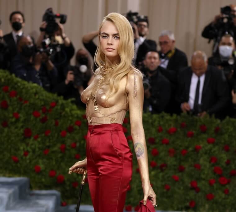 Cara Delevingne’s 2017 Met Gala "Silver Screen" Shimmer