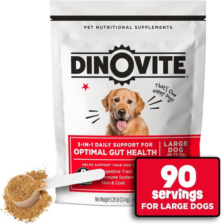 Dinovite Dog Supplement - Probiotics & Omega for Healthy Skin & Coat 
