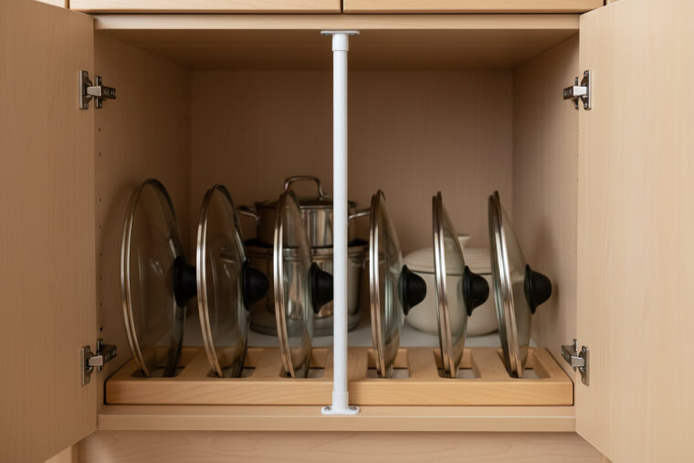 The Tension Rod Pot Lid Organizer