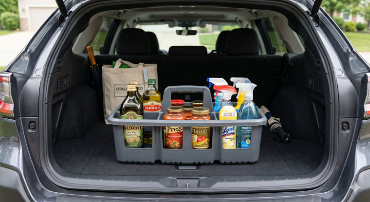Shower Caddies For Organized Trunk Groceries