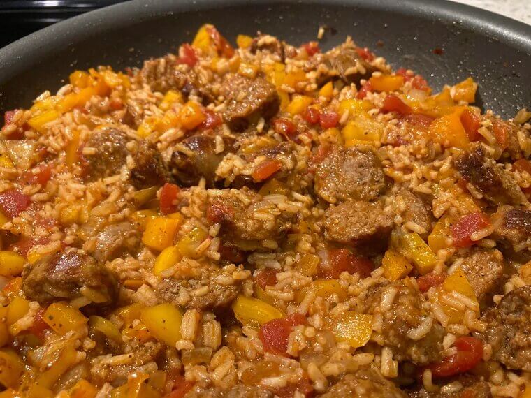 Sausage and Peppers Rice Casserole