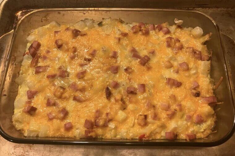 Cheesy Hashbrown and Ham Bake
