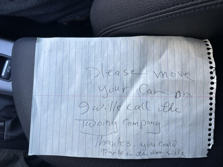 A Plea to Move a Car