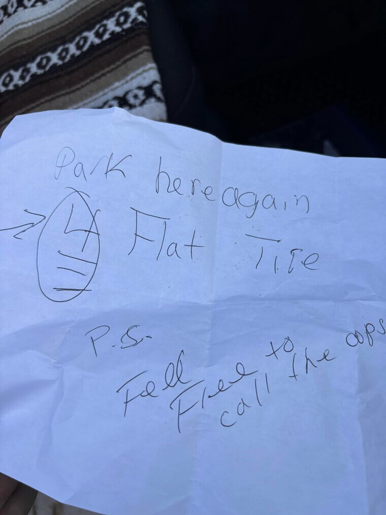 Park Here Again for a Flat Tire