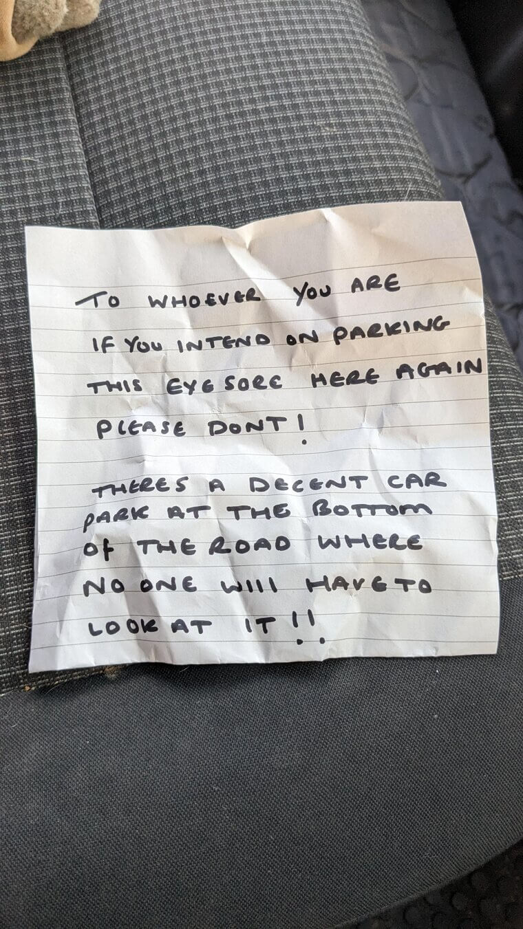 Please Don't Park Your Eye Sore Here