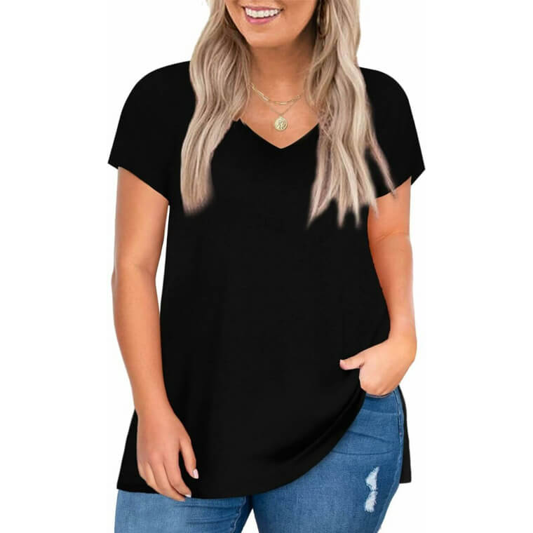 Stay Cool With Elesomo Plus Size Tee - Perfect V Neck Comfort