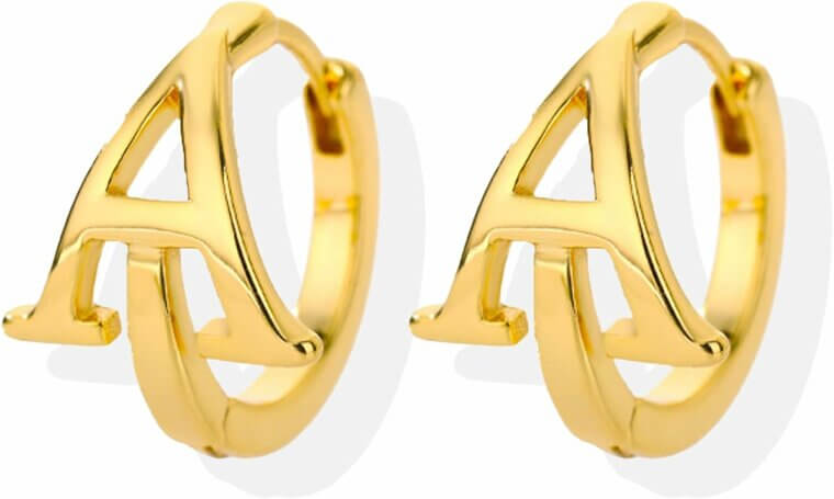 Elegant Initial Earrings for Women - Hypoallergenic Gold Hoops