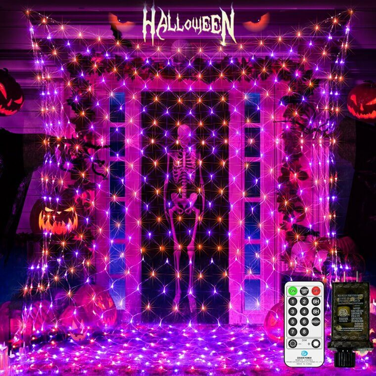Illuminate Your Halloween With JXLEDAYY Net Lights - 8 Modes & Timer!