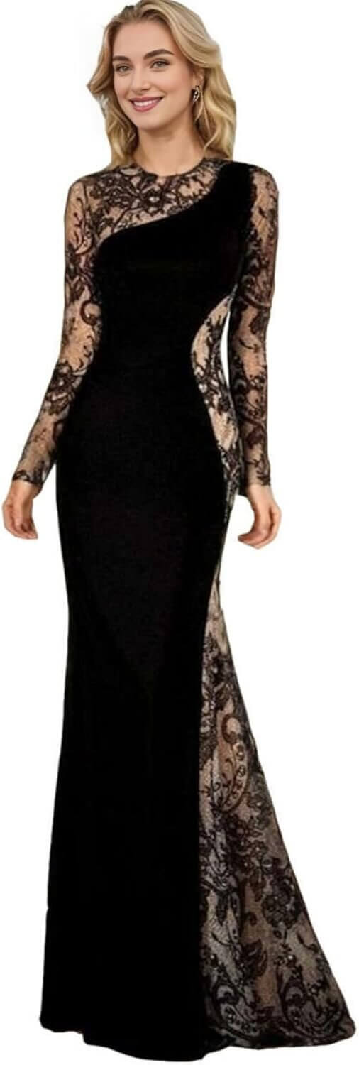 Lace Mermaid Dress - Elegant Floor-Length Style for Special Occasions 