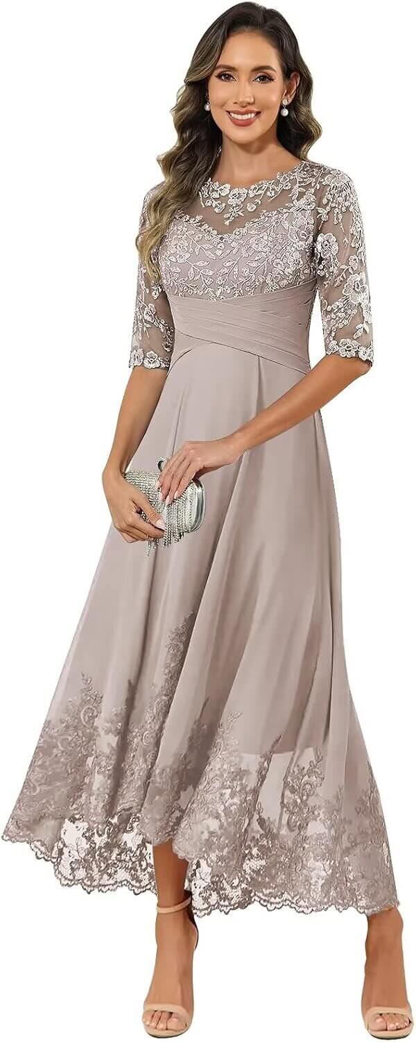 VCCICANY Chiffon Lace Gown - Perfect for Weddings and Formal Events 