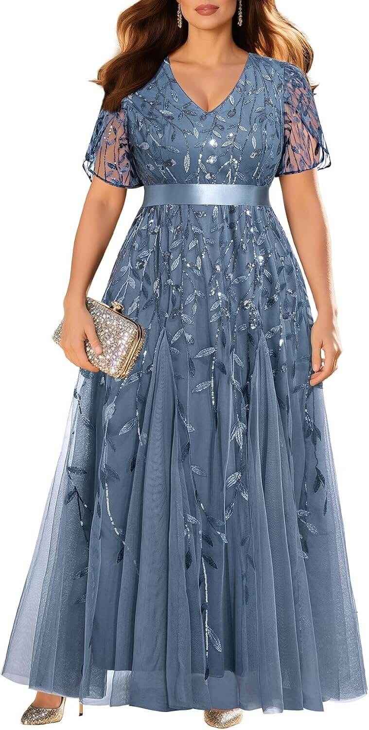 Plus Size Sequin Gown - Perfect for Weddings & Proms 