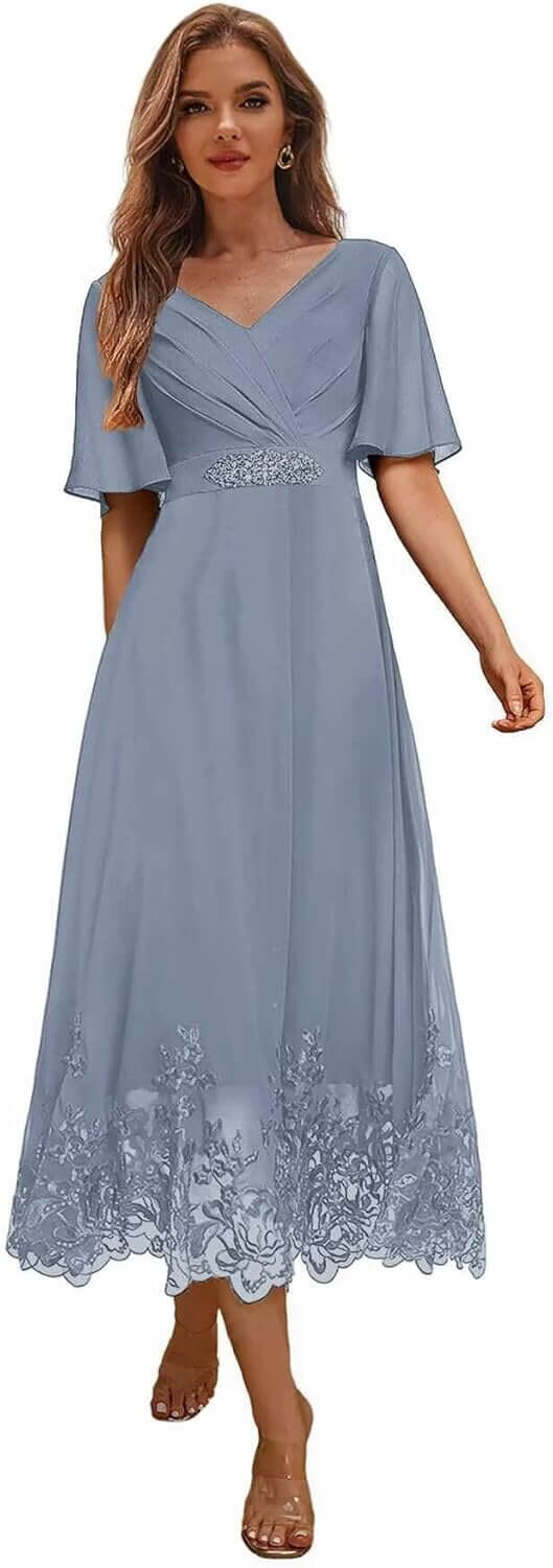 Elegant Lace Tea Dress - Perfect for Weddings & Evenings 