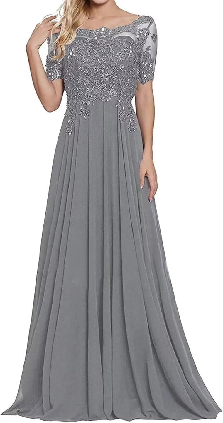 Elegant Lace Chiffon Gown - Perfect for Weddings & Parties 