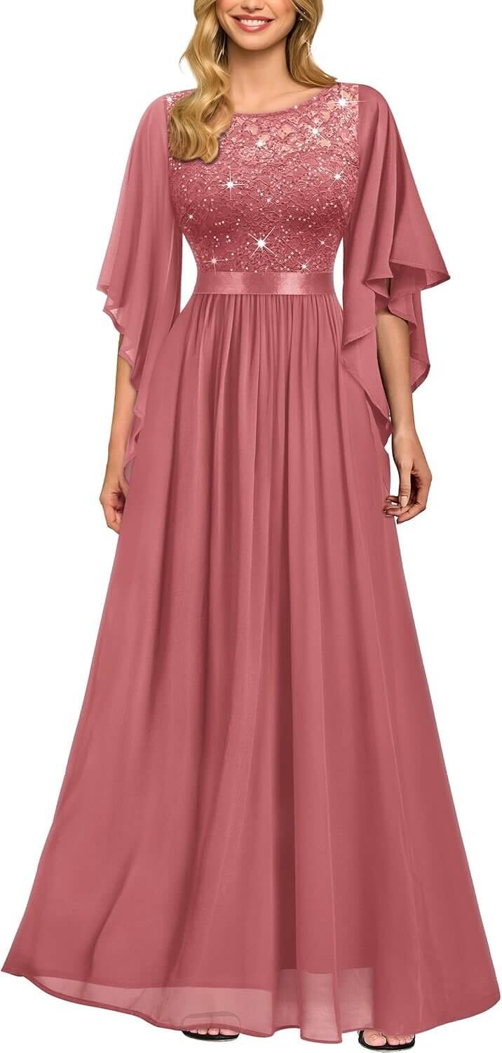 Miusol Sequin Lace Chiffon Dress - Elegant Style for Any Occasion 