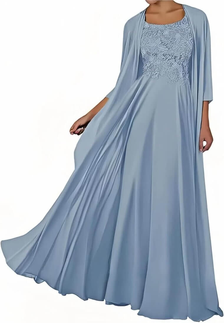 Elegant Chiffon Lace Gown - Perfect for Weddings! 