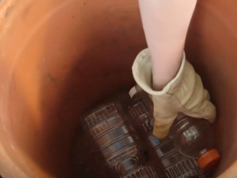 Fill Large Pots With Plastic Bottles