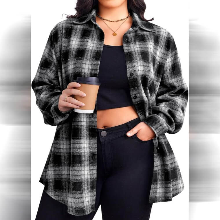 Zeagoo Plus Flannel Shacket - Cozy Winter Essential